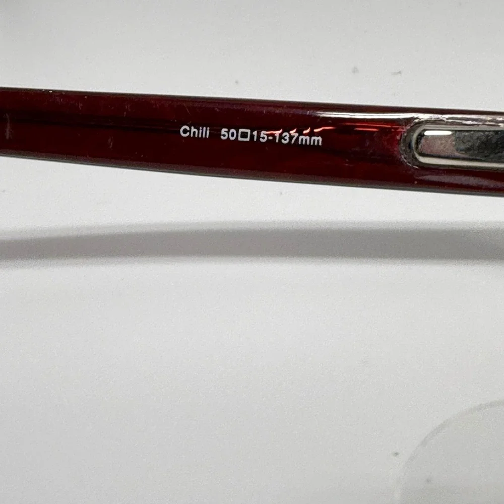 Nicole Miller Fuego Chili Red Rectangular Eyeglass Frames 50-15-137 Scroll